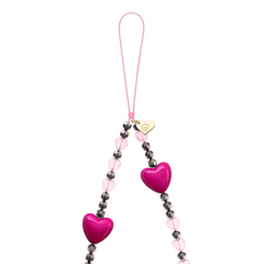 Pink & Black Heart Phone Charm