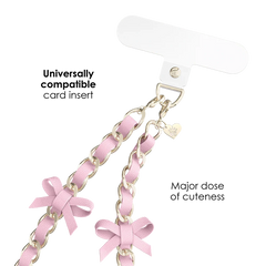 Pink Bow Leather Chain Phone Charm