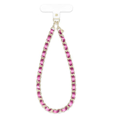 Metallic Pink Leather Chain Phone Charm
