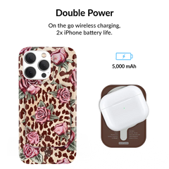 Rosy Leopard Portable MagSafe Charger Power Pack