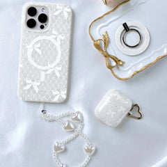 Vintage Pearl Heart Phone Charm