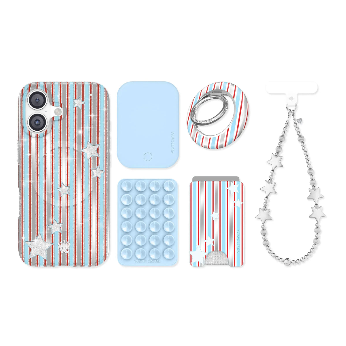 Stars & Stripes Glitter iPhone Bundle Set