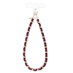 Burgundy Leather Chain Phone Charm