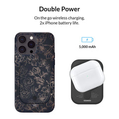 Floral Rose Gold Chrome Portable MagSafe Charger Power Pack
