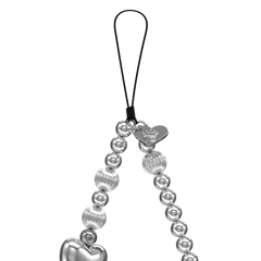 Metallic Silver Heart Phone Charm
