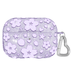 Lavender Cherry Blossom Glitter AirPod Case