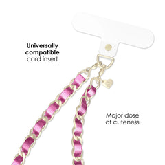 Metallic Pink Leather Chain Phone Charm