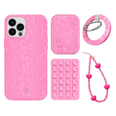 Hot Pink Leopard iPhone Bundle Set - Grip