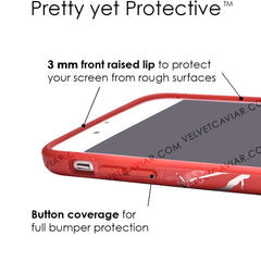 Red Marble Silver Chrome iPhone Case
