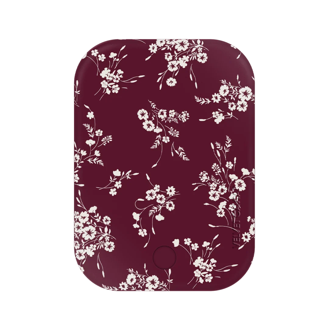 French Burgundy Floral Portable MagSafe Charger Power Pack