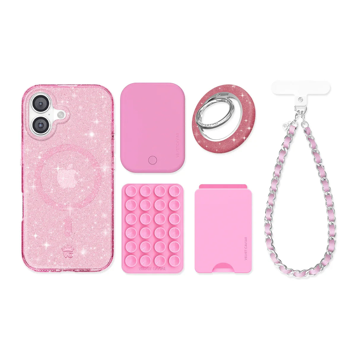 Pink Stardust Glitter iPhone Bundle Set