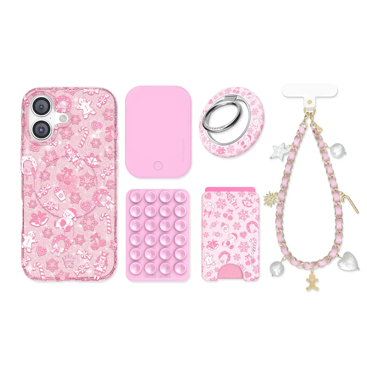 Pink Christmas Glitter iPhone Bundle