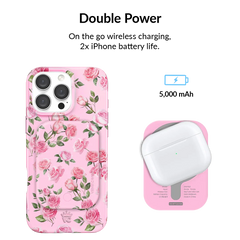 Baby Pink Roses Portable MagSafe Charger Power Pack