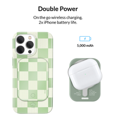Pistachio Vibe Checkered Portable MagSafe Charger Power Pack