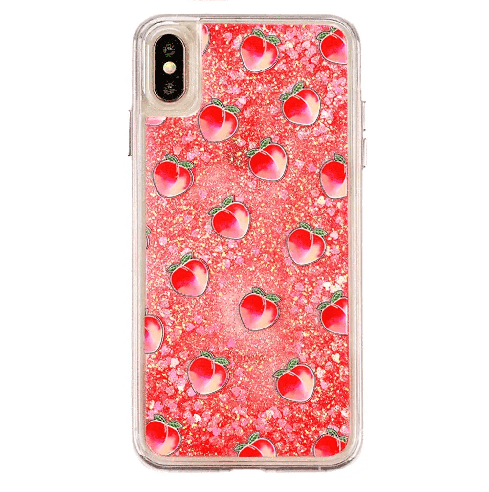 Peach Clear Glitter iPhone Case
