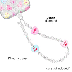 Sweet Hearts Pearl Chain Phone Charm