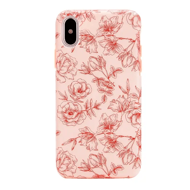 Nude Red Chrome Floral iPhone Case