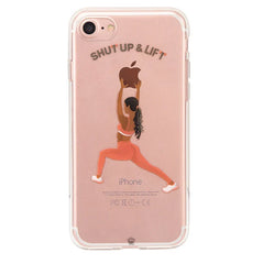 Shut Up & Lift iPhone Case Black Hair Pink Pants