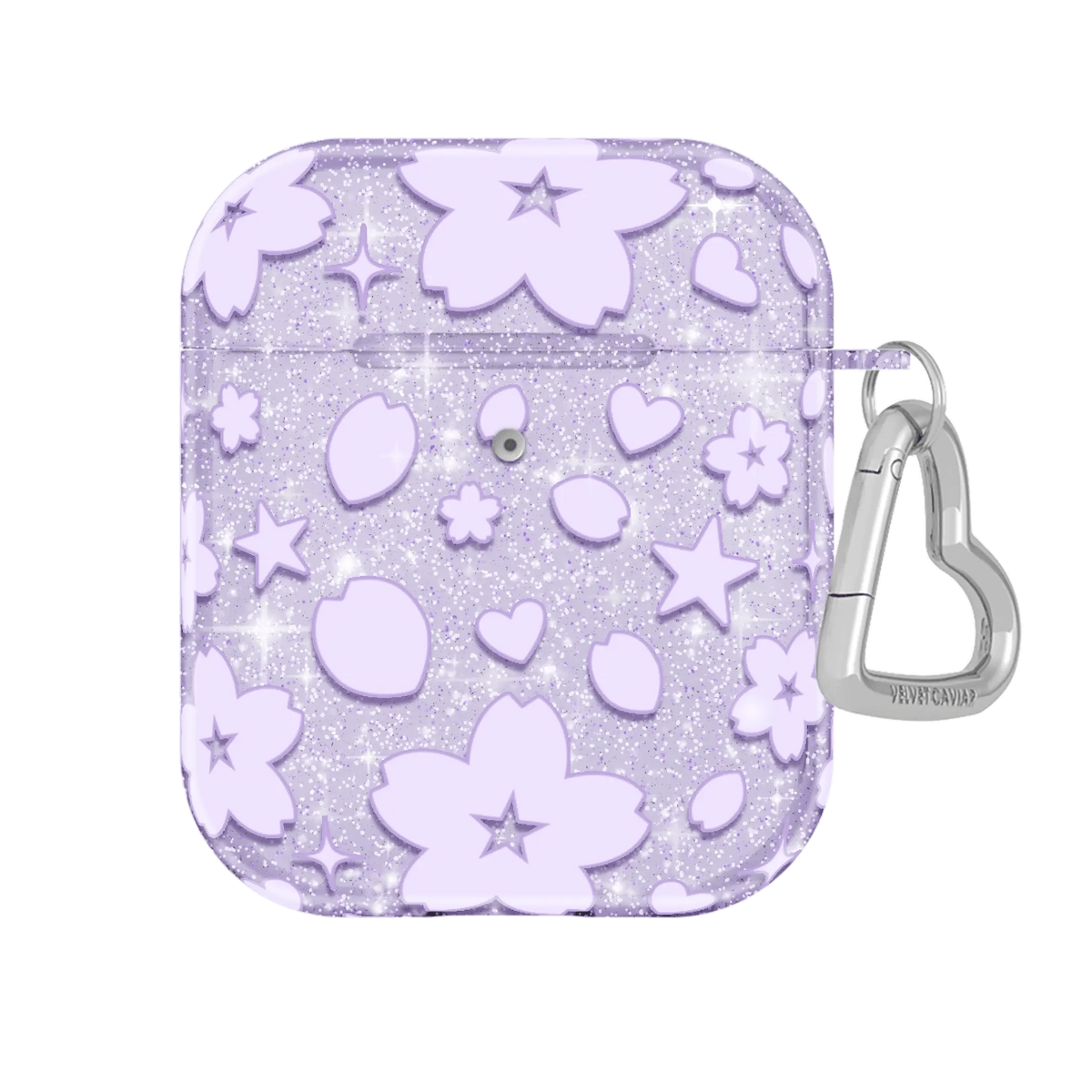 Lavender Cherry Blossom Glitter AirPod Case