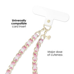Pink Pearl Leather Chain Phone Charm