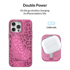 Pink Ruby Leopard Portable MagSafe Charger Power Pack