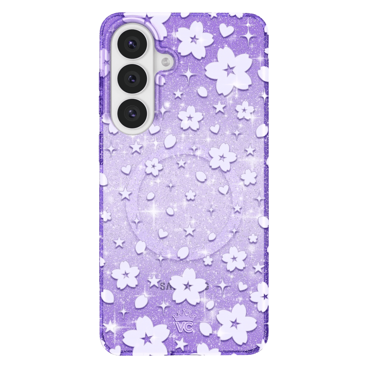 Lavender Cherry Blossom Glitter Samsung Case