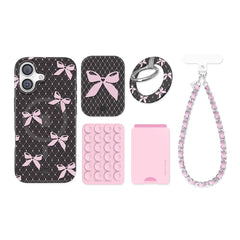 Lacy Pink Bows iPhone Bundle Set