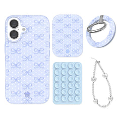 Lovely Blue Bows iPhone Bundle Set - Grip