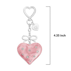 Pink Crystal Heart Bag Charm