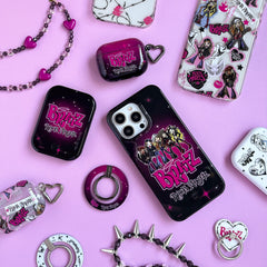 Pink & Black Heart Phone Charm