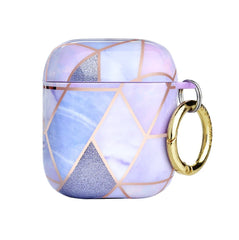 Purple Geometric Marble Airpods Case