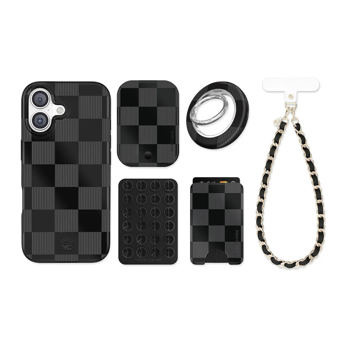 Noir Vibe Checkered iPhone Bundle Set