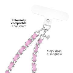 Pink Leather Chain Phone Charm