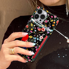 Black Wildflower iPhone Wallet Case