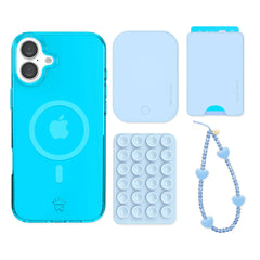 Neon Blue iPhone Bundle Set - Wallet