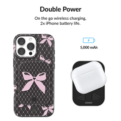 Lacy Pink Bows Portable MagSafe Charger Power Pack