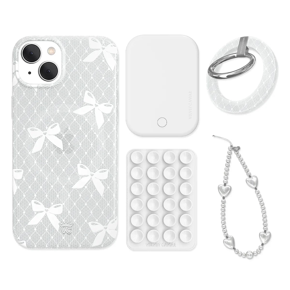 Vintage Lace Bows iPhone Bundle Set - Grip
