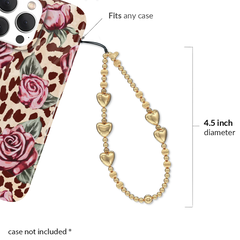 Gold Metallic Heart Phone Charm