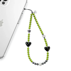 Green & Black Hearts Phone Charm