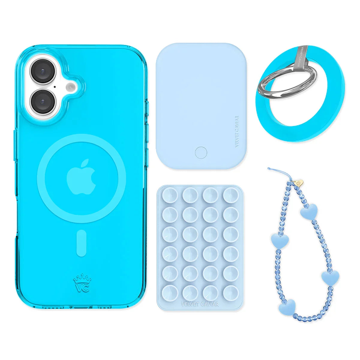 Neon Blue iPhone Bundle Set - Grip